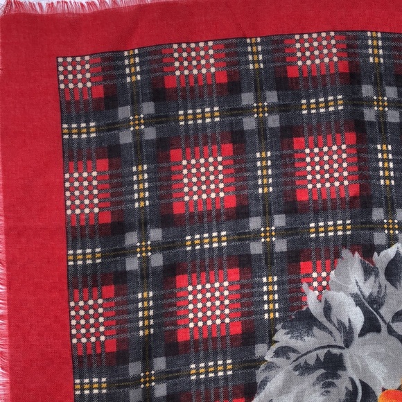 VTG Festive, bright Square Scarf Fruit arrangement motif - Picture 8 of 11